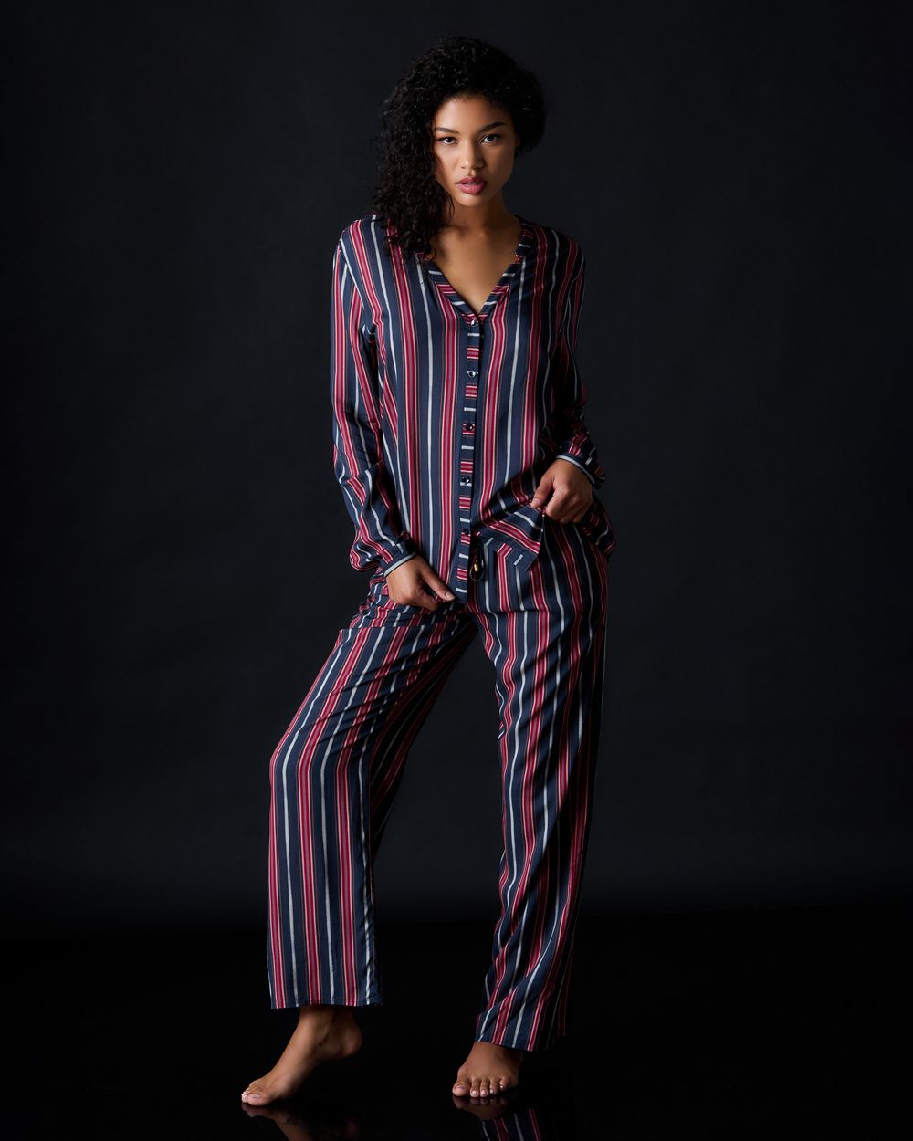 Woven Long Sleeve Pajama Shirt