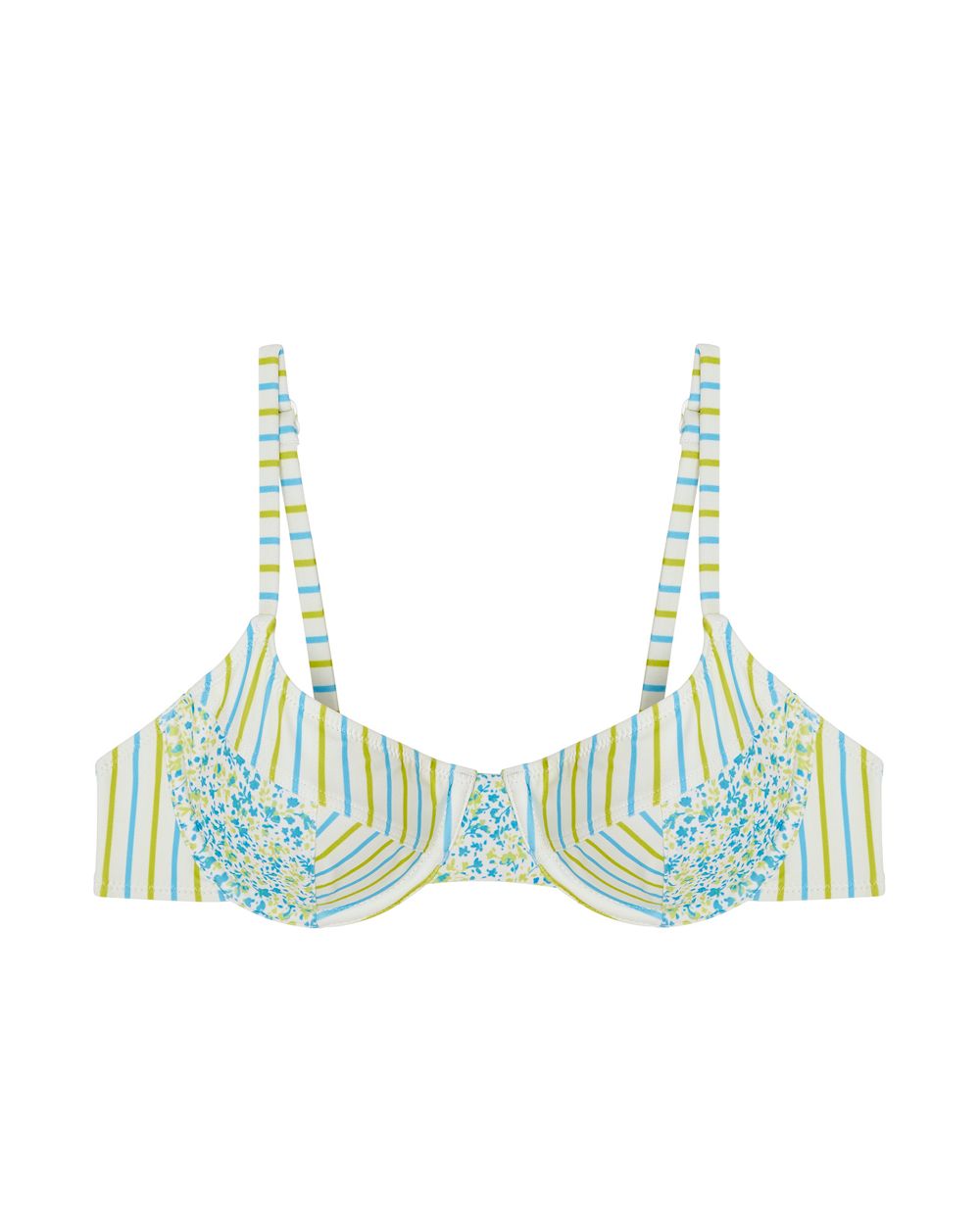 Painted Daisy Floral/Multi Pinstripe Emily Bikini Top