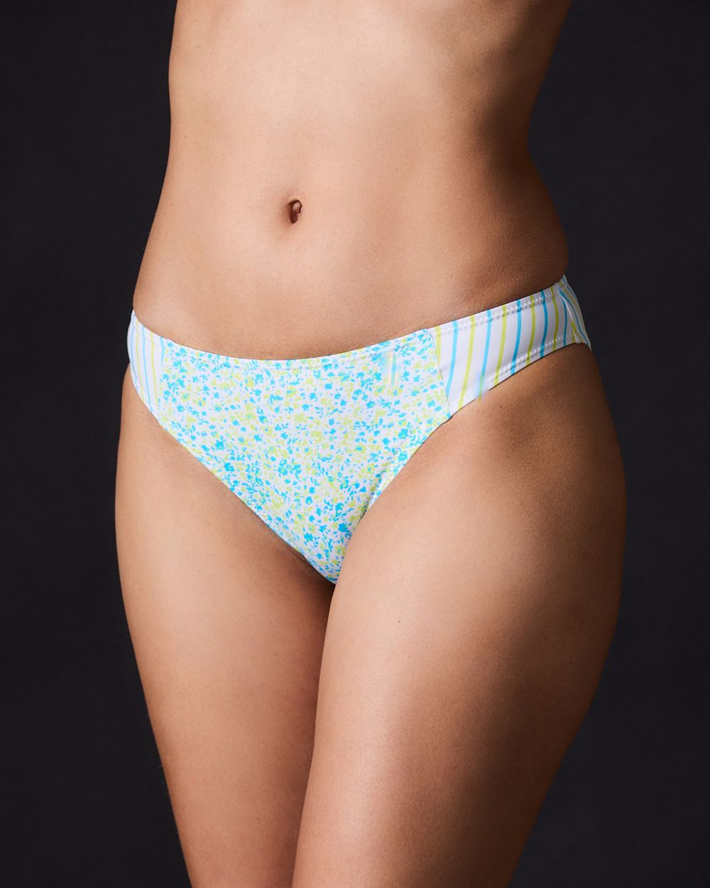 Painted Daisy Floral/Multi Pinstripe Emily Bikini Bottom