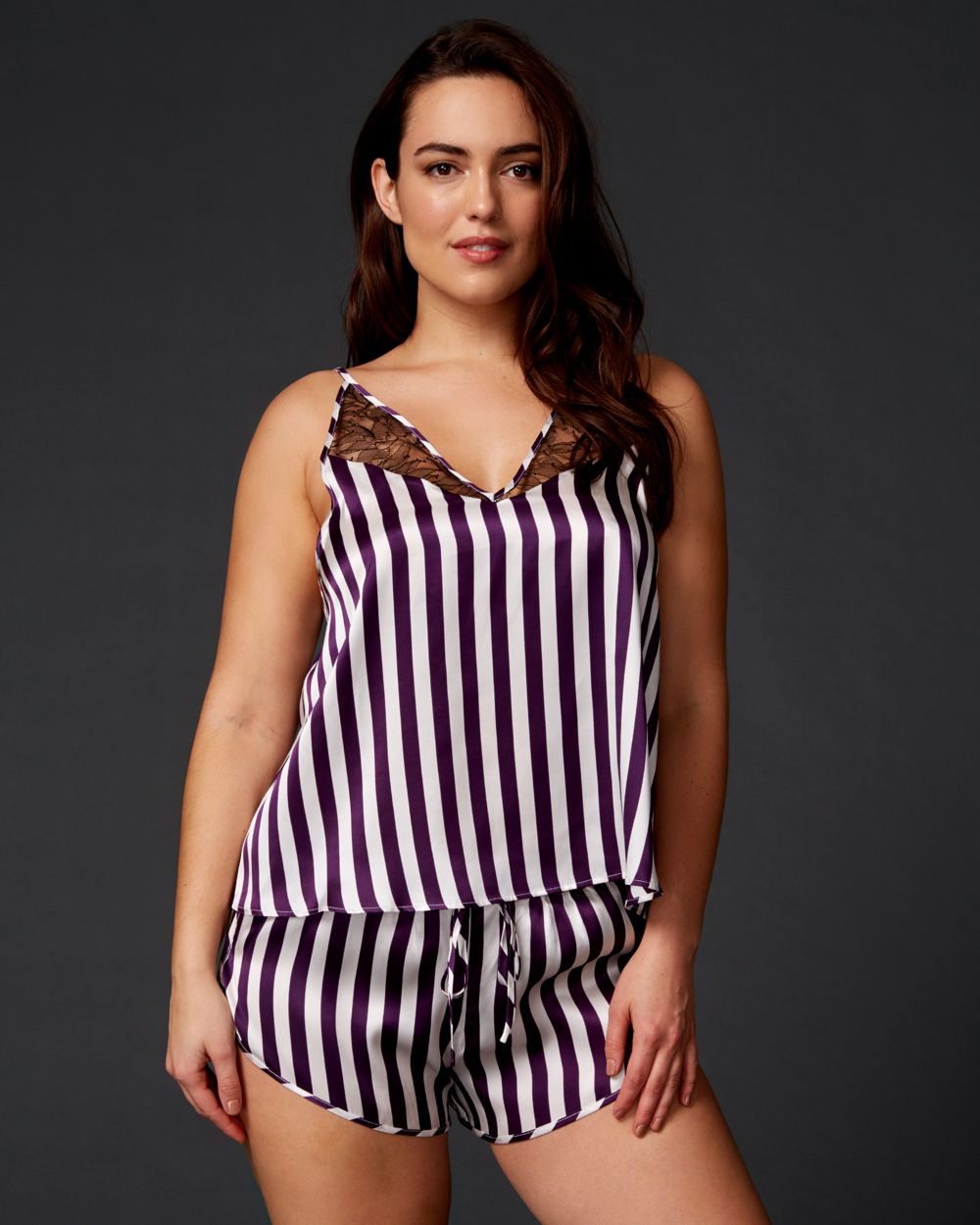 Berry Stripe Lace Apex Cami